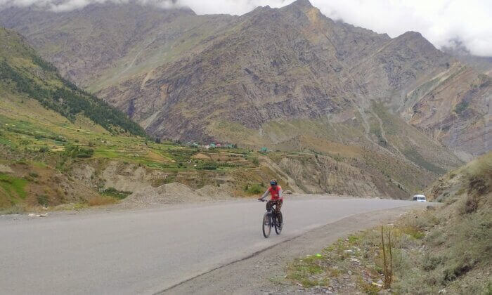 Valley view cycling towards Himachal along the Bhaga river