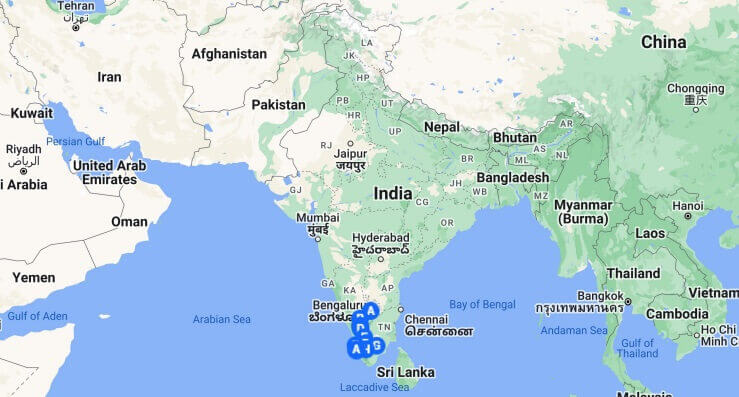 South India Multi Activity Tour Route Map