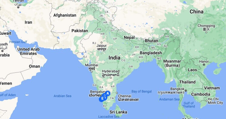 South India Wildlife and Luxury eBike Tour Route Map